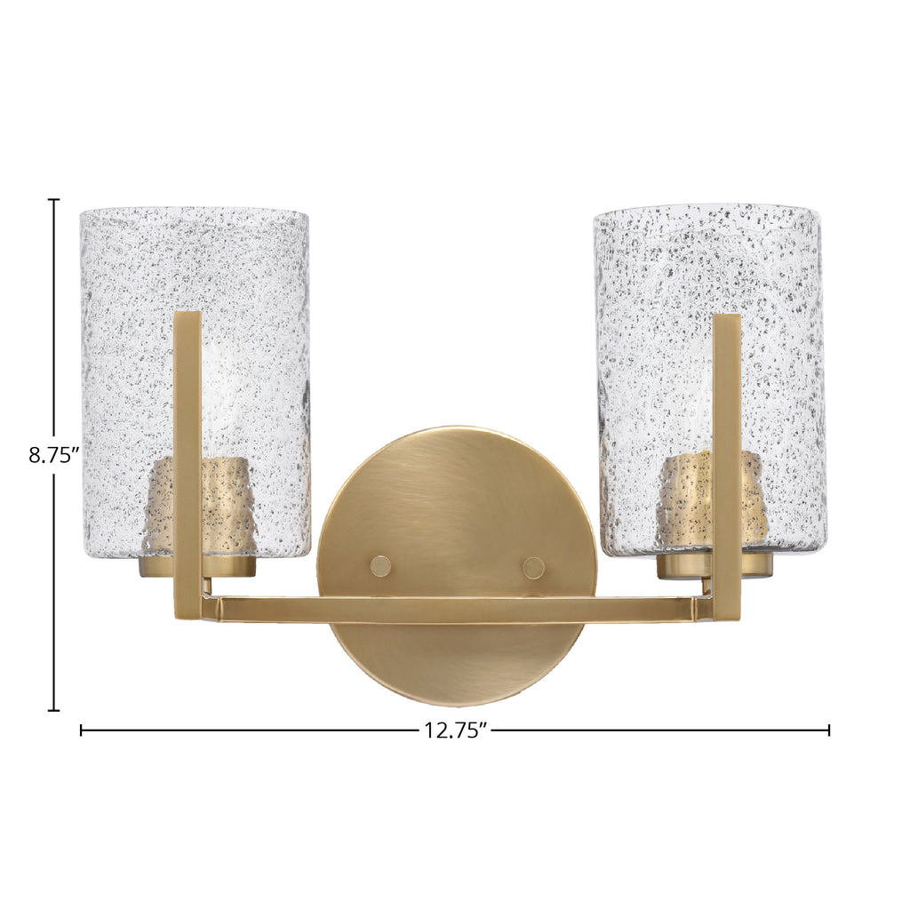 Atlas Two Light Bath Bar in New Age Brass with 4" Smoke Bubble Shade