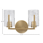 Atlas Two Light Bath Bar in New Age Brass with 4" Smoke Bubble Shade
