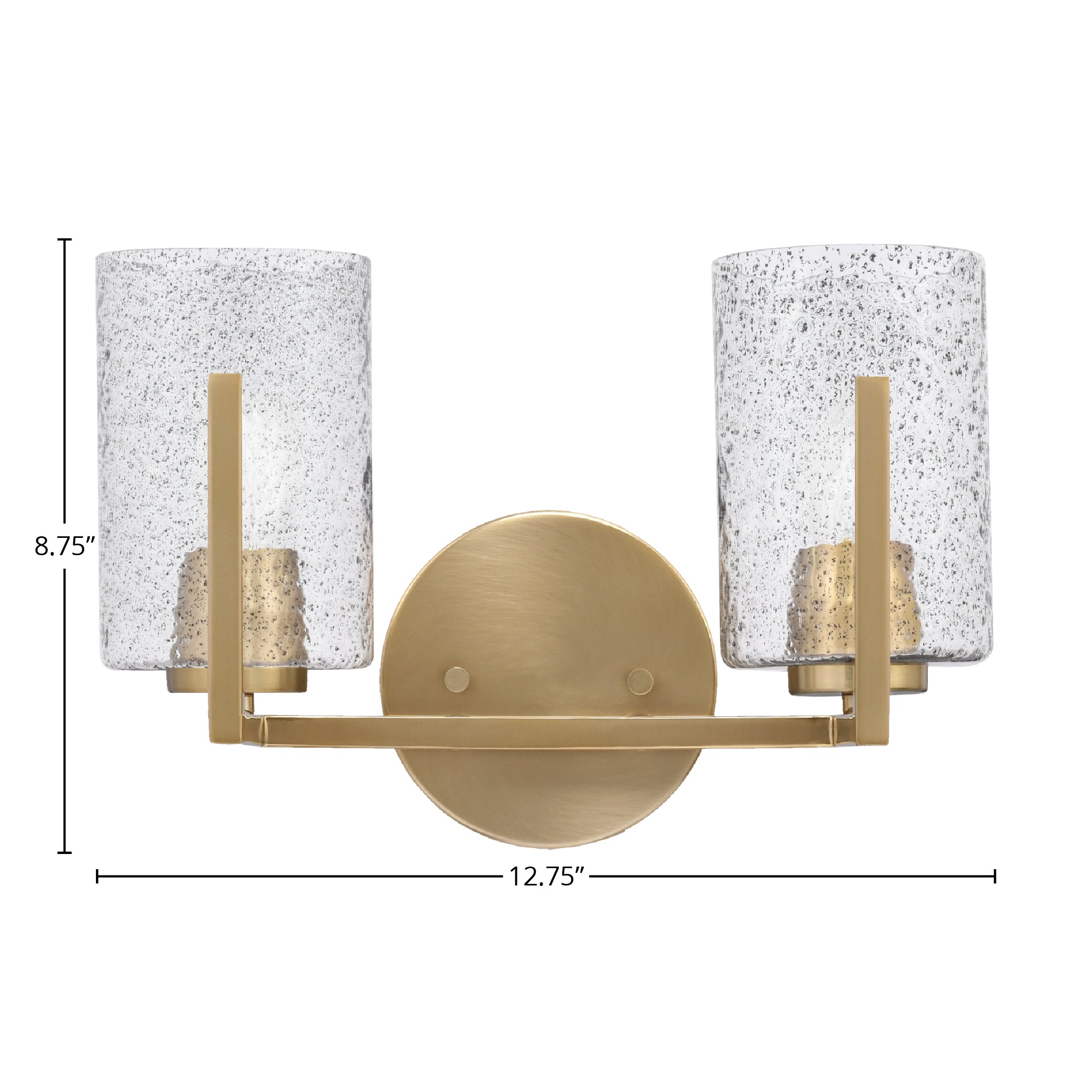 Atlas Two Light Bath Bar in New Age Brass with 4" Smoke Bubble Shade