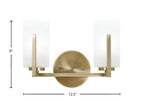 Atlas Two Light Bath Bar in New Age Brass with White Marble Shade