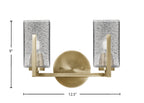 Atlas Two Light Bath Bar in New Age Brass with Smoke Bubble Shade