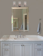 Atlas Three Light Bath Bar in Graphite with 4" Clear Bubble Shade