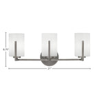 Atlas Three Light Bath Bar in Graphite with 4" White Muslin Shade