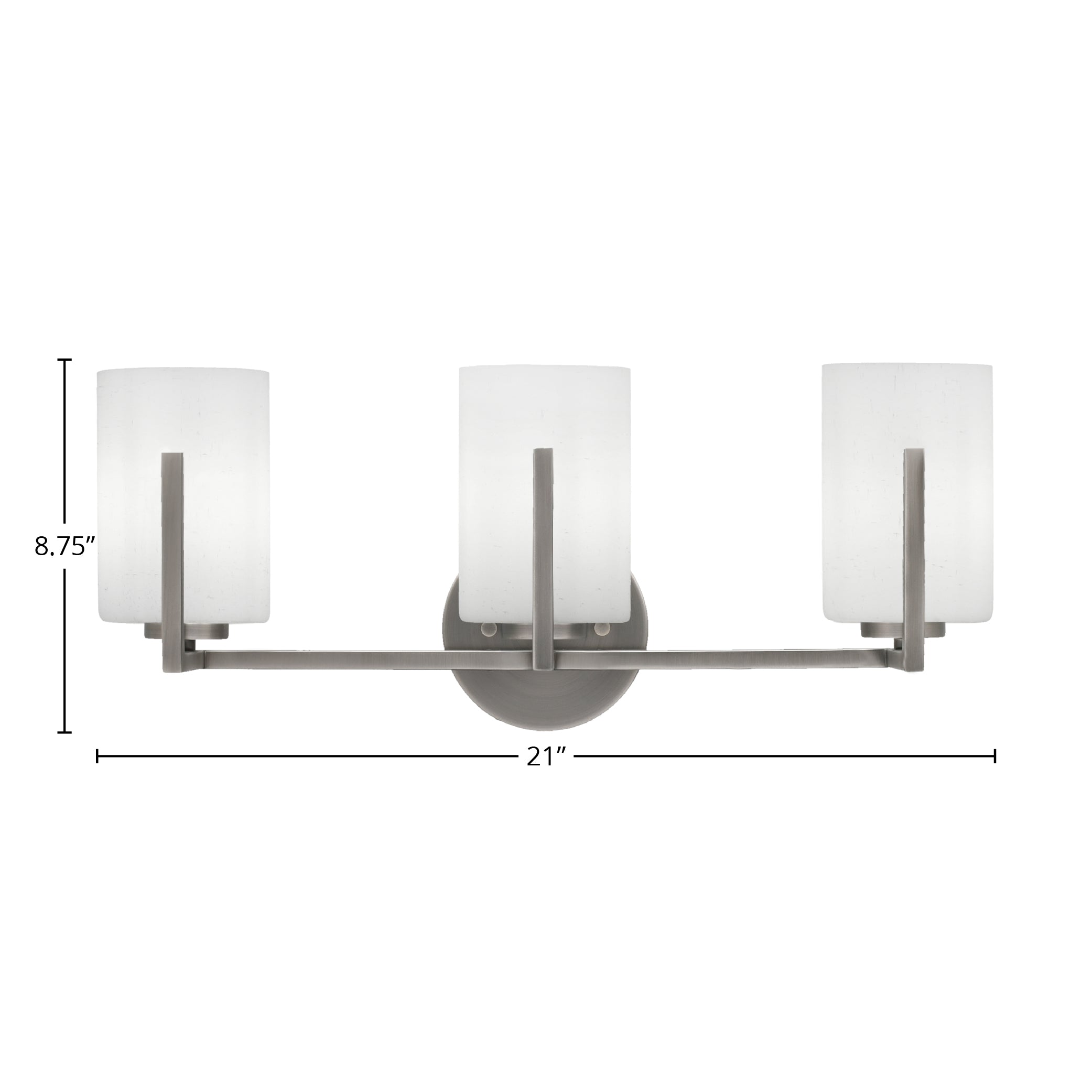 Atlas Three Light Bath Bar in Graphite with 4" White Muslin Shade