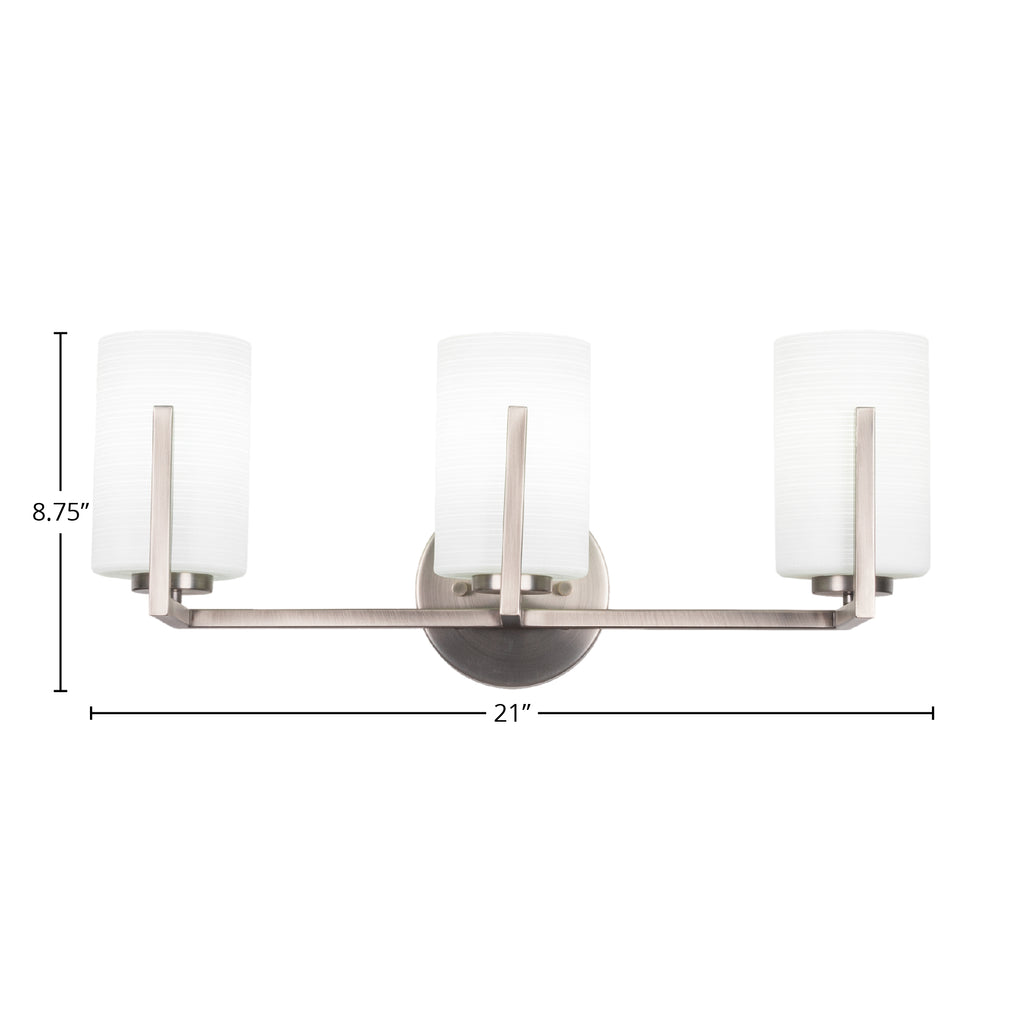 Atlas Three Light Bath Bar in Graphite with 4" White Matrix Shade