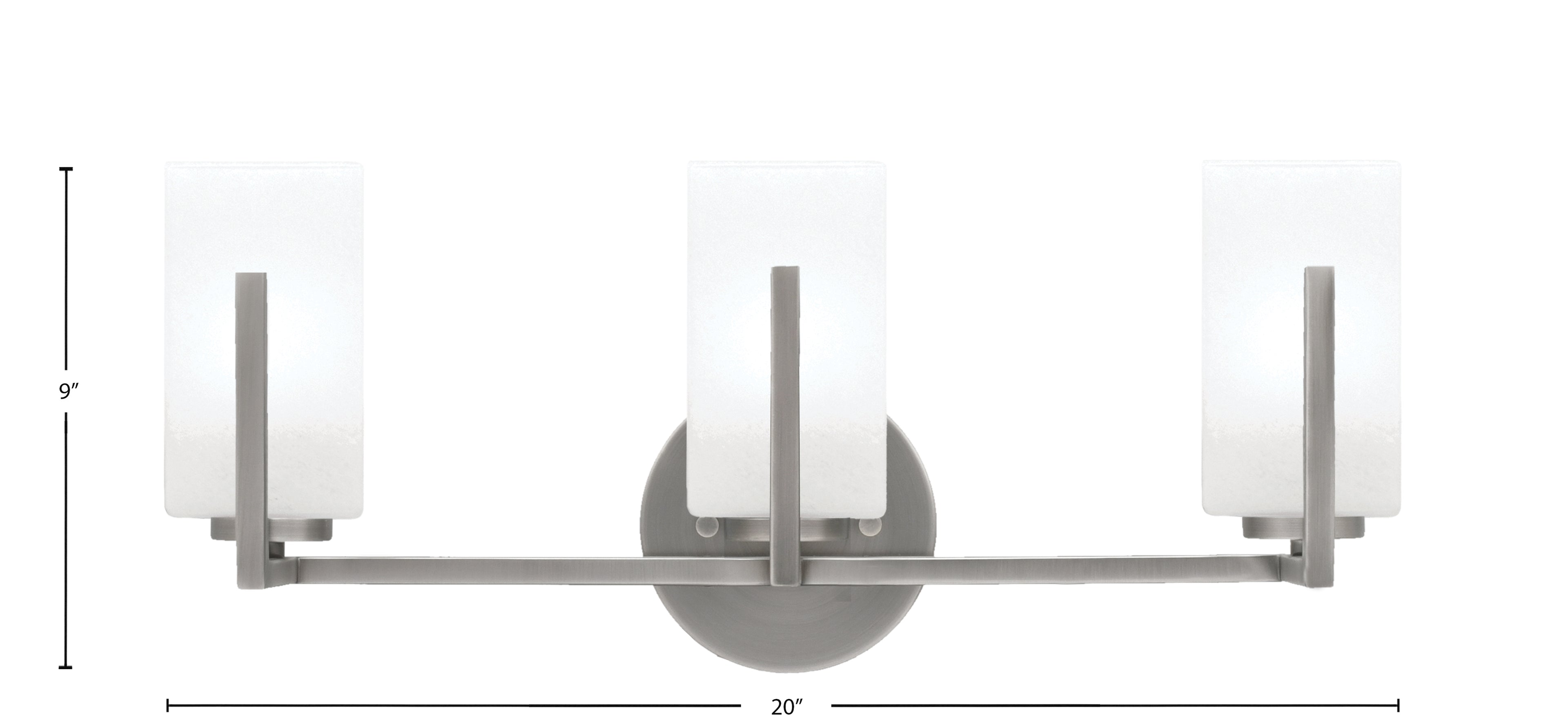 Atlas Three Light Bath Bar in Graphite with White Marble Shade