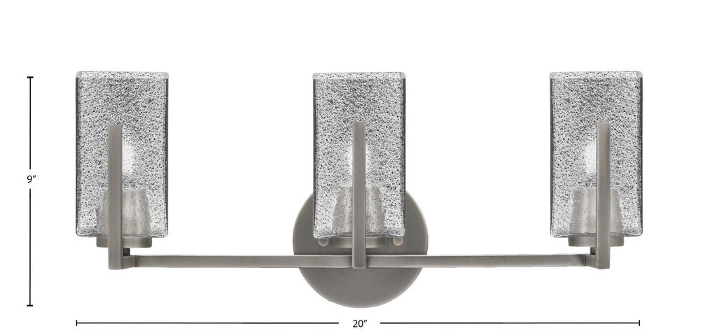 Atlas Three Light Bath Bar in Graphite with Smoke Bubble Shade