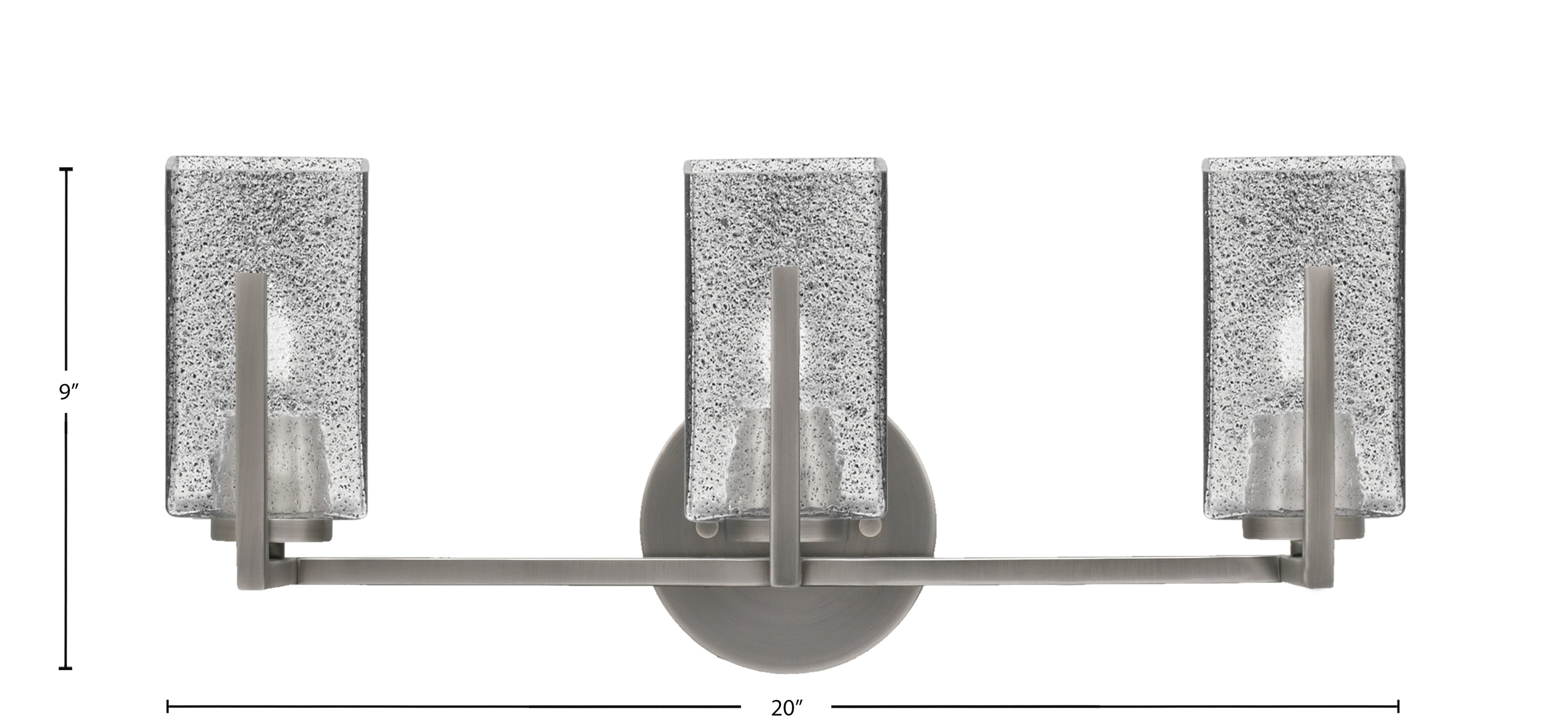 Atlas Three Light Bath Bar in Graphite with Smoke Bubble Shade