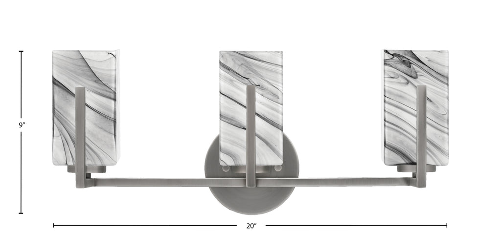 Atlas Three Light Bath Bar in Graphite with Onyx Swirl Shade