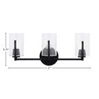 Atlas Three Light Bath Bar in Matte Black with 4" Clear Bubble Shade