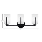 Atlas Three Light Bath Bar in Matte Black with 4" White Marble Shade
