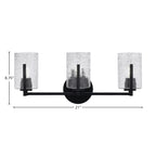 Atlas Three Light Bath Bar in Matte Black with 4" Smoke Bubble Shade