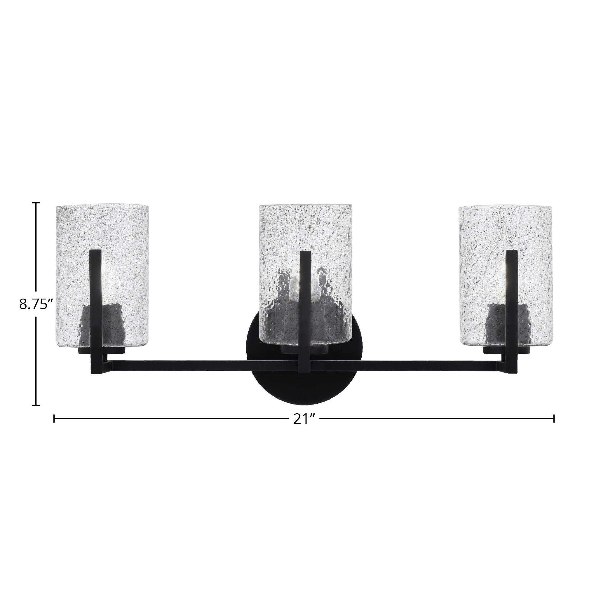 Atlas Three Light Bath Bar in Matte Black with 4" Smoke Bubble Shade
