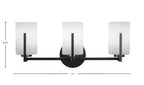 Atlas Three Light Bath Bar in Matte Black with 4" White Muslin Shade