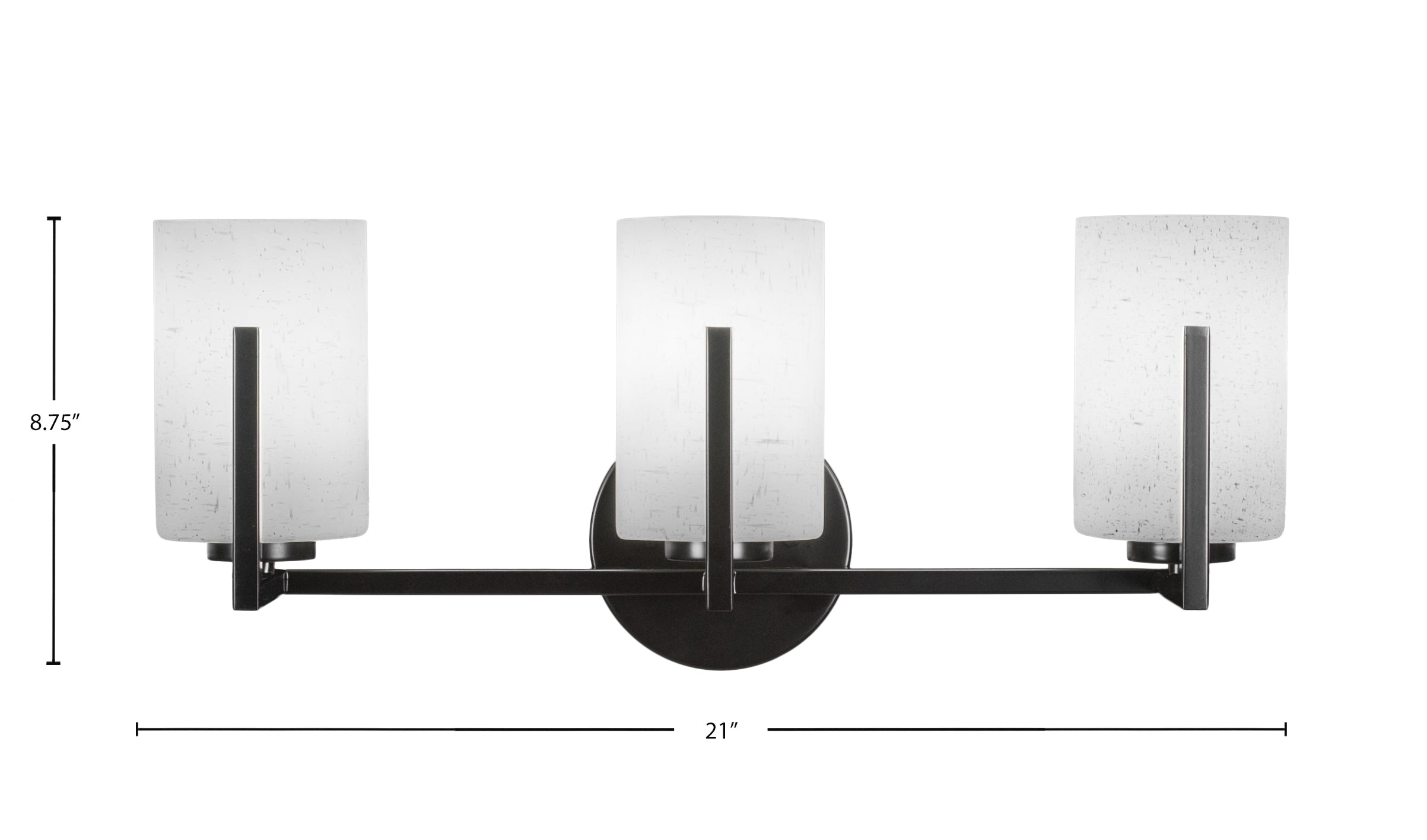 Atlas Three Light Bath Bar in Matte Black with 4" White Muslin Shade