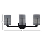 Atlas Three Light Bath Bar in Matte Black with 4" Gray Matrix Shade