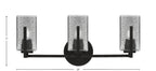 Atlas Three Light Bath Bar in Matte Black with Smoke Bubble Shade