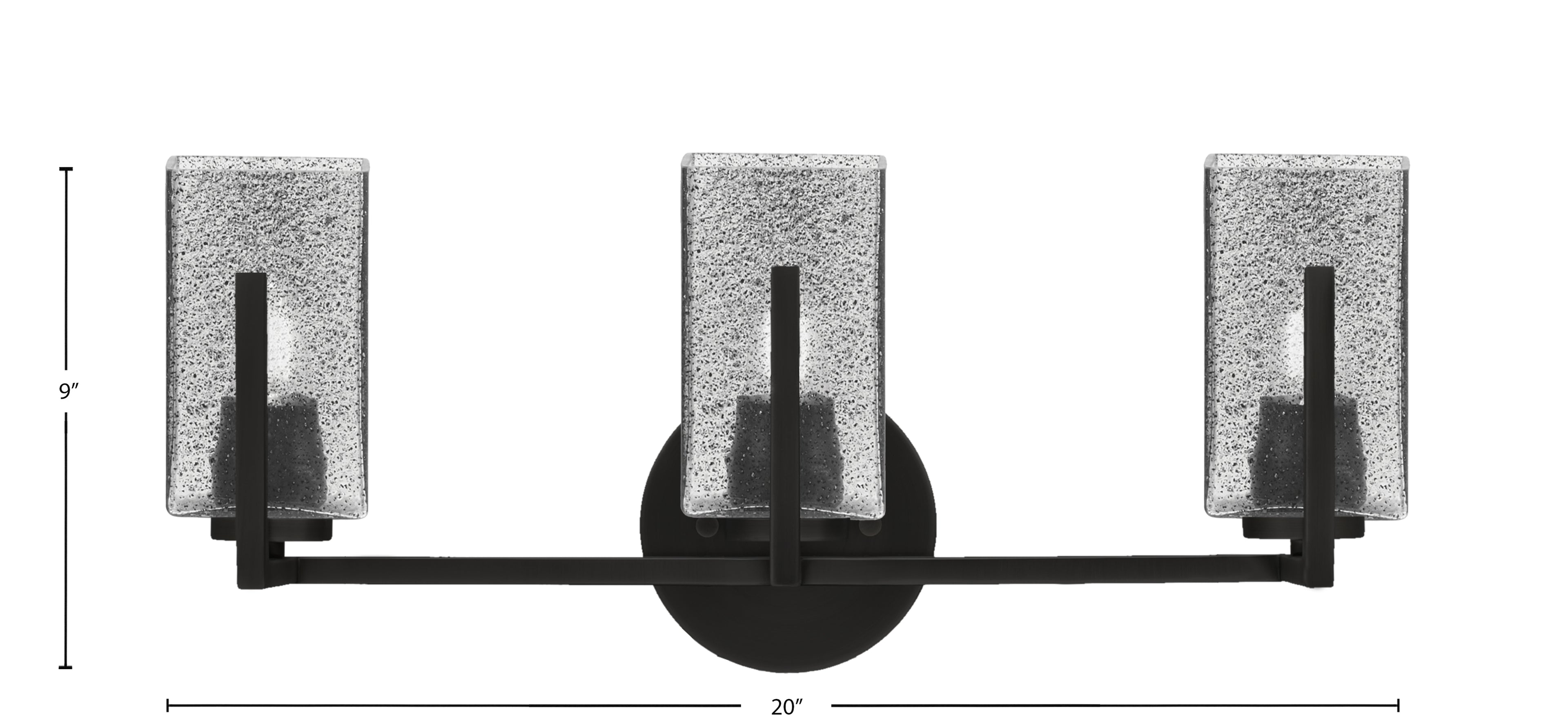 Atlas Three Light Bath Bar in Matte Black with Smoke Bubble Shade