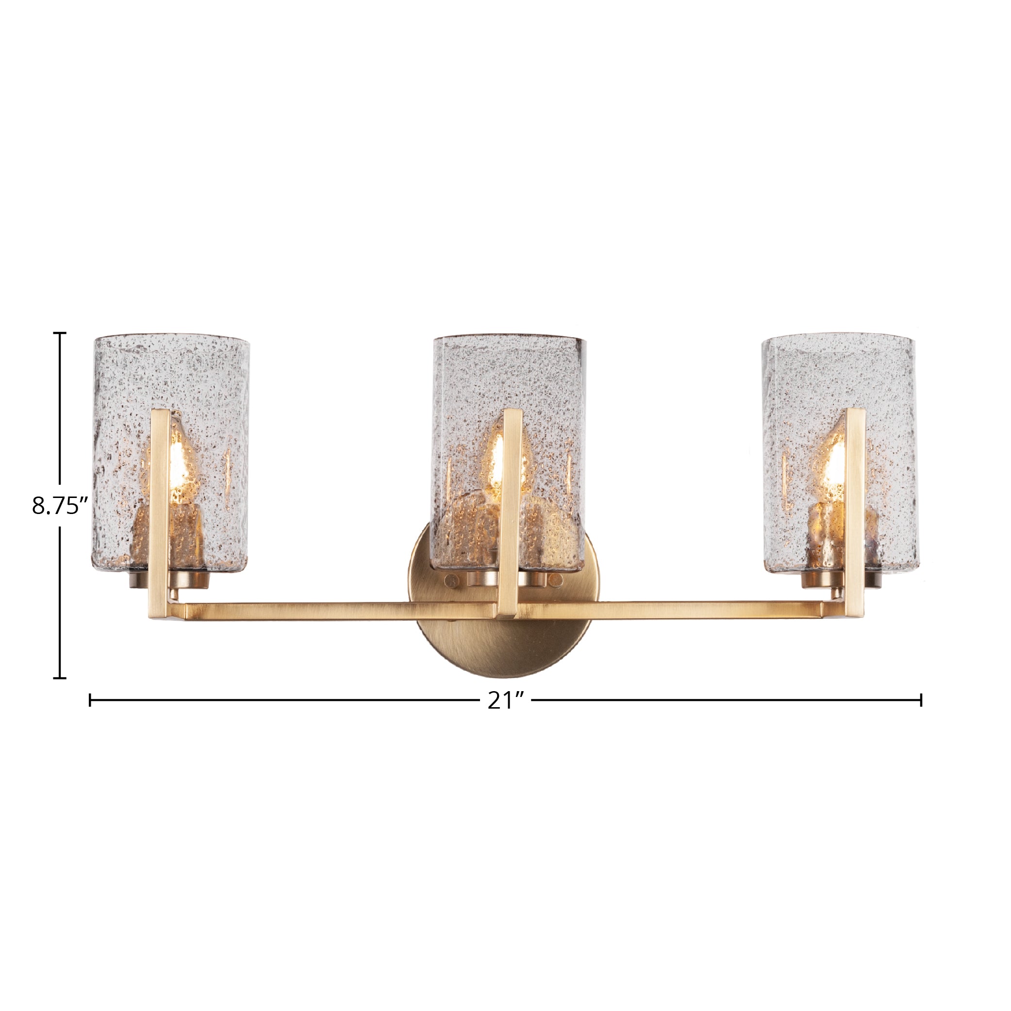 Atlas Three Light Bath Bar in New Age Brass with 4" Smoke Bubble Shade