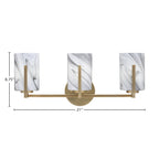 Atlas Three Light Bath Bar in New Age Brass with 4" Onyx Swirl Shade