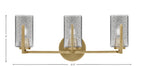 Atlas Three Light Bath Bar in New Age Brass with Smoke Bubble Shade