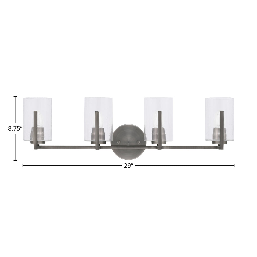 Atlas Four Light Bath Bar in Graphite with 4" Clear Bubble Shade