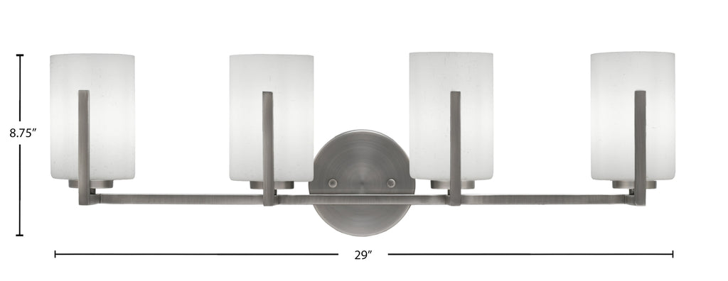 Atlas Four Light Bath Bar in Graphite with 4" White Muslin Shade