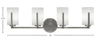 Atlas Four Light Bath Bar in Graphite with 4" White Muslin Shade