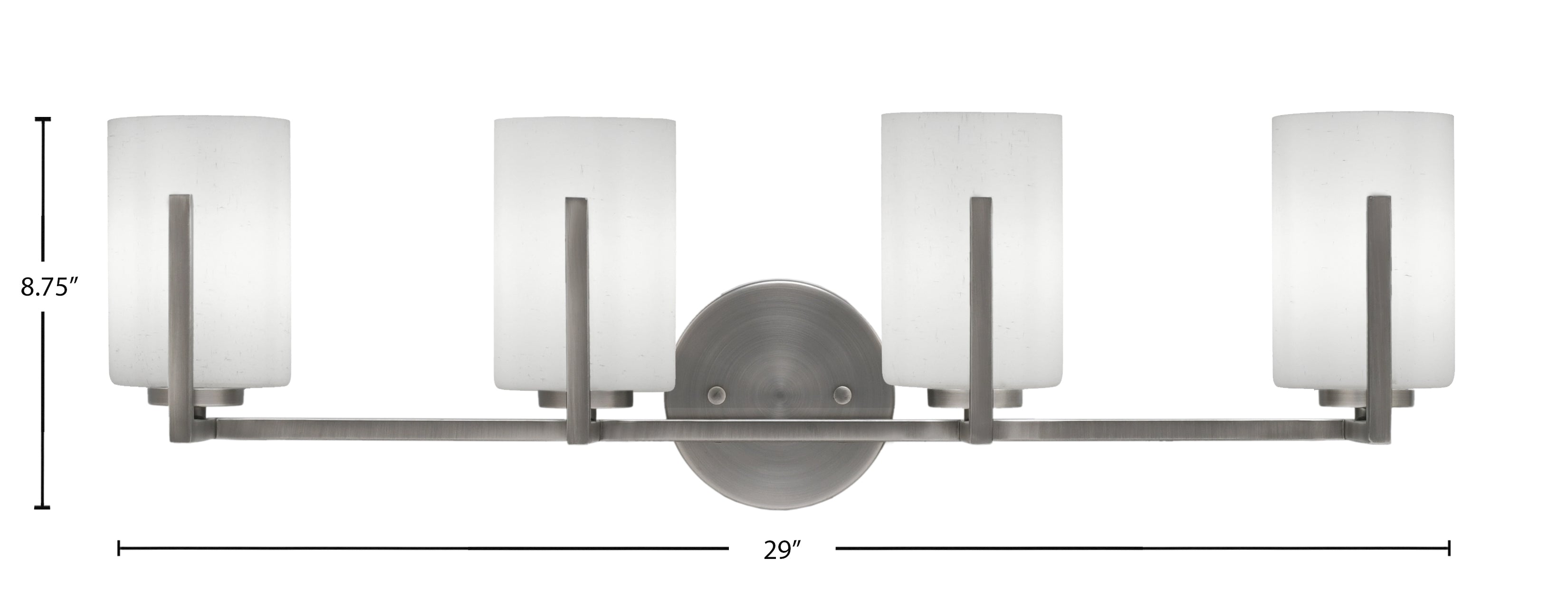 Atlas Four Light Bath Bar in Graphite with 4" White Muslin Shade