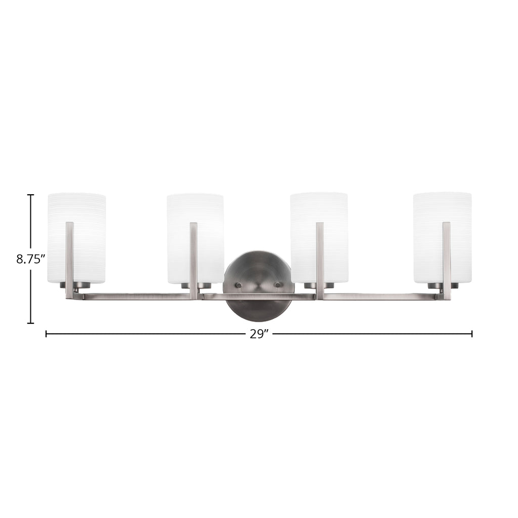 Atlas Four Light Bath Bar in Graphite with 4" White Matrix Shade