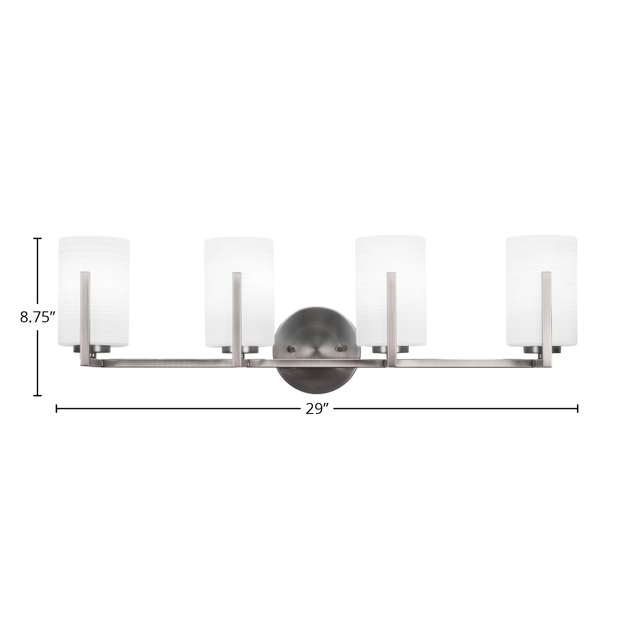 Atlas Four Light Bath Bar in Graphite with 4" White Matrix Shade