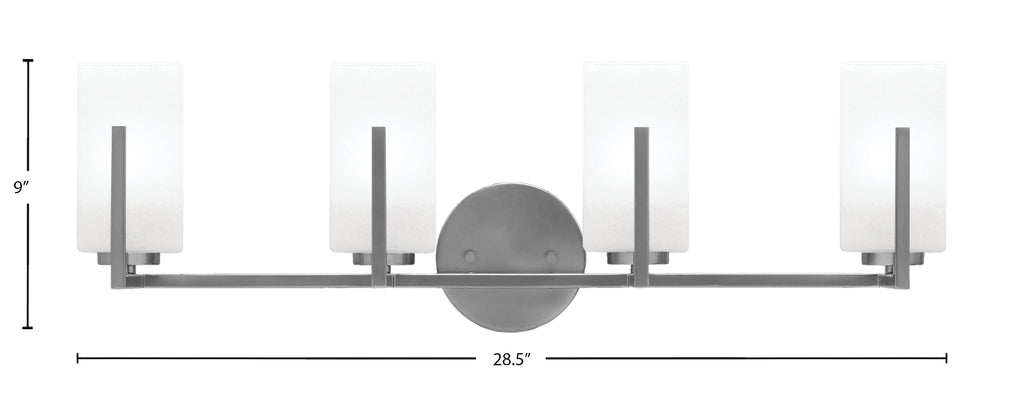 Atlas Four Light Bath Bar in Graphite with White Marble Shade
