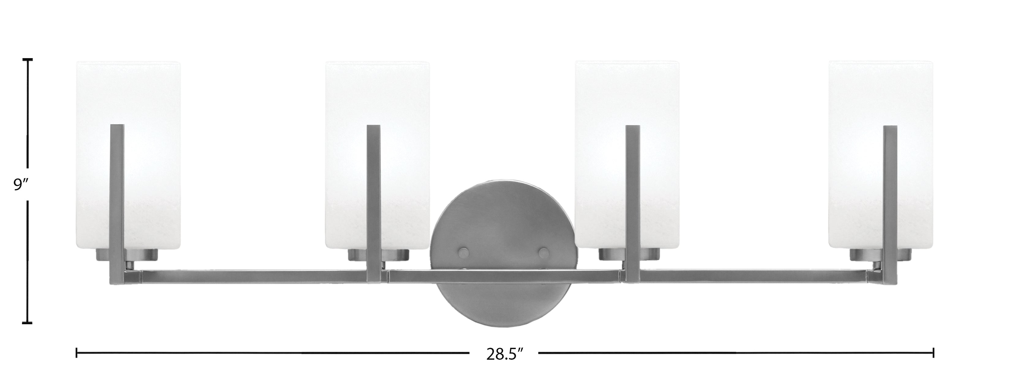 Atlas Four Light Bath Bar in Graphite with White Marble Shade
