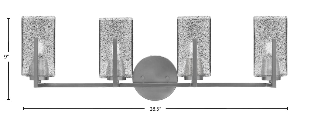 Atlas Four Light Bath Bar in Graphite with Smoke Bubble Shade