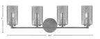 Atlas Four Light Bath Bar in Graphite with Smoke Bubble Shade