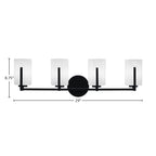 Atlas Four Light Bath Bar in Matte Black with 4" White Marble Shade
