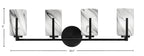 Atlas Four Light Bath Bar in Matte Black with 4" Onyx Swirl Shade