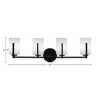 Atlas Four Light Bath Bar in Matte Black with 4" White Muslin Shade