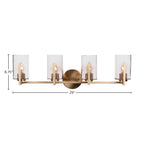 Atlas Four Light Bath Bar in New Age Brass with 4" Clear Bubble Shade