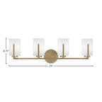 Atlas Four Light Bath Bar in New Age Brass with 4" White Marble Shade