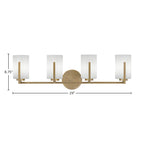 Atlas Four Light Bath Bar in New Age Brass with 4" Onyx Swirl Shade
