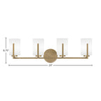 Atlas Four Light Bath Bar in New Age Brass with 4" White Muslin Shade