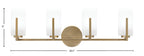 Atlas Four Light Bath Bar in New Age Brass with White Marble Shade