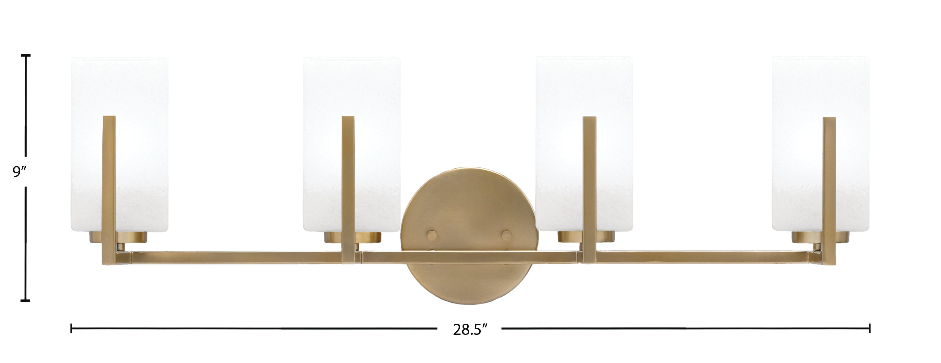 Atlas Four Light Bath Bar in New Age Brass with White Marble Shade