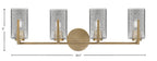 Atlas Four Light Bath Bar in New Age Brass with Smoke Bubble Shade