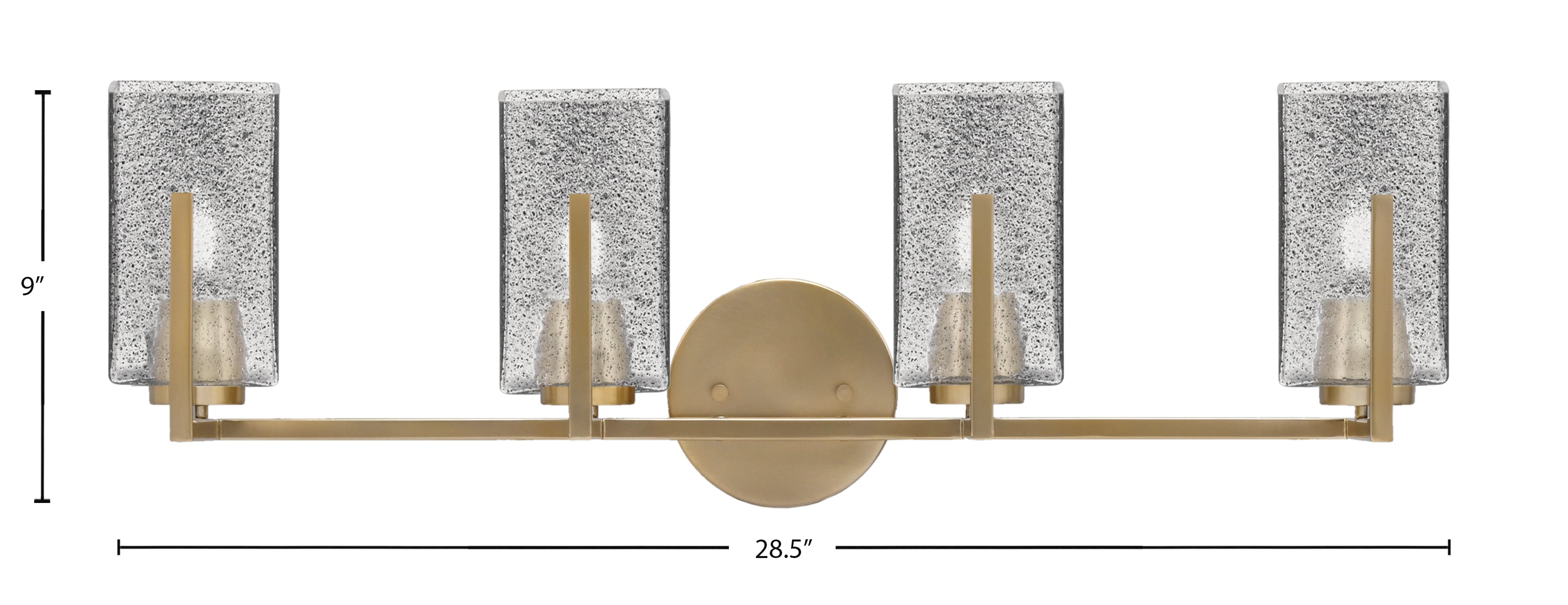 Atlas Four Light Bath Bar in New Age Brass with Smoke Bubble Shade