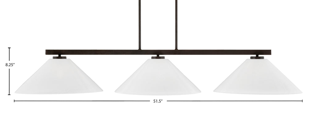 Atlas Three Light Bar in Dark Granite with 16" White Marble Shade
