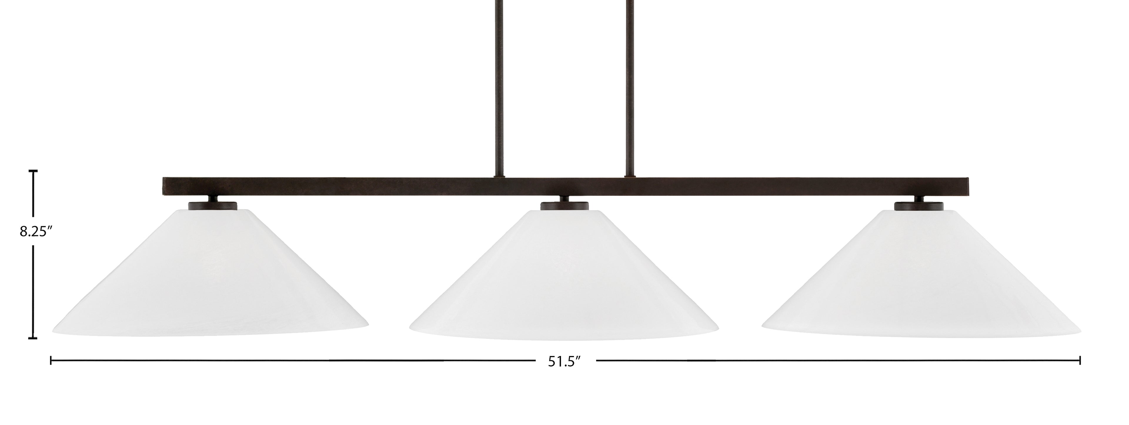 Atlas Three Light Bar in Dark Granite with 16" White Marble Shade