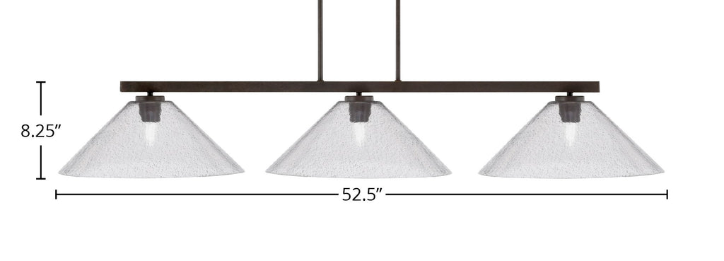 Atlas Three Light Bar in Dark Granite with 16" Smoke Bubble Shade