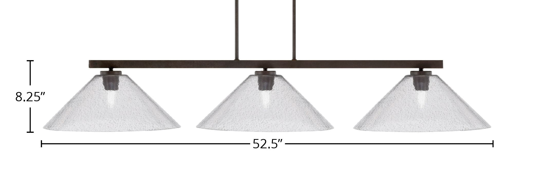 Atlas Three Light Bar in Dark Granite with 16" Smoke Bubble Shade